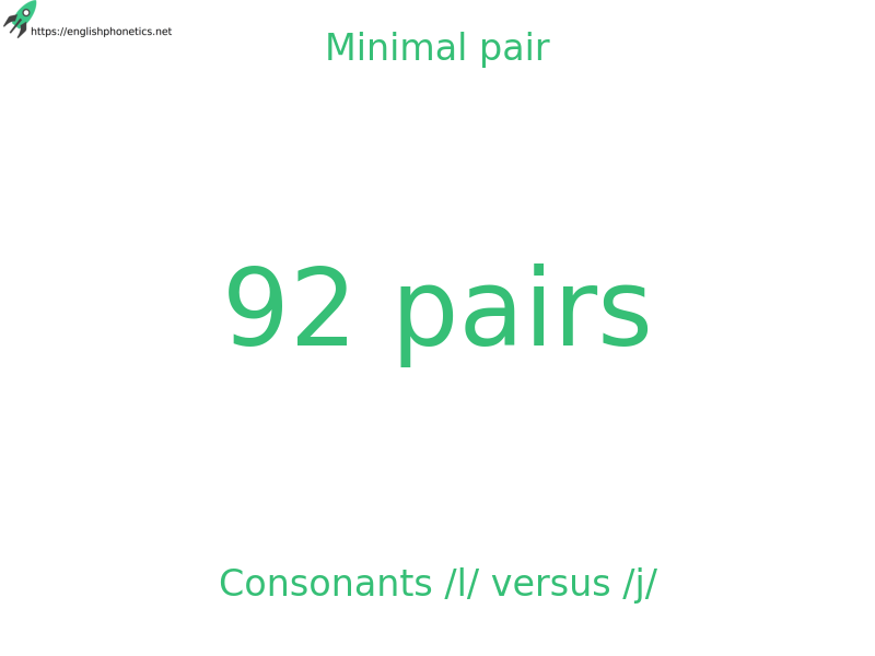 Minimal pair: Consonants /l/ versus /j/, 92 pairs