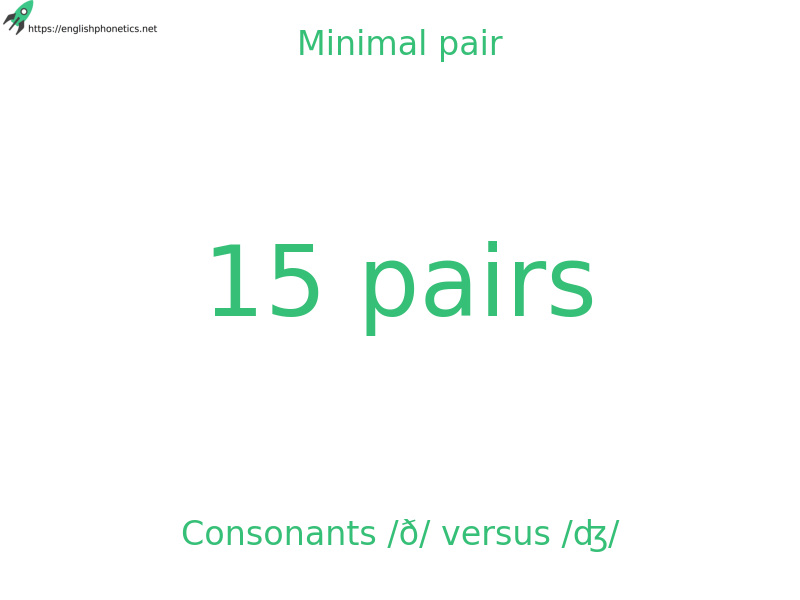 
   Minimal pair: Consonants /ð/ versus /ʤ/, 15 pairs
  