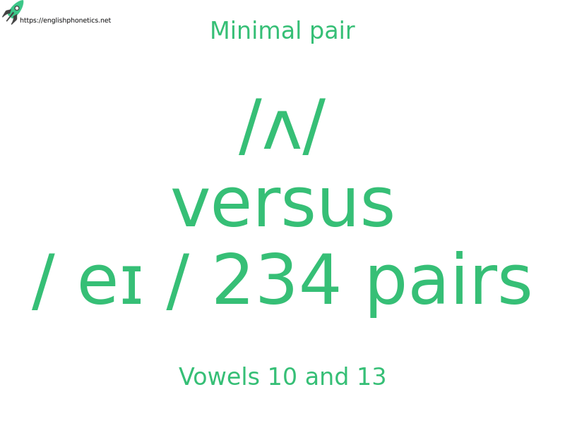 Minimal pair: Vowels 10 and 13, /ʌ/ versus / eɪ / 234 pairs