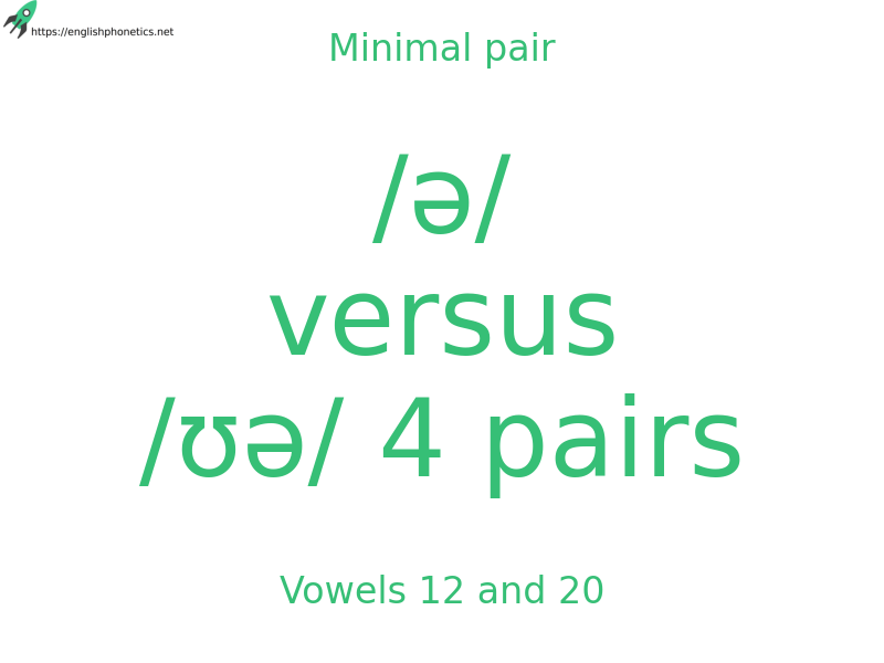 Minimal pair: Vowels 12 and 20, /ə/ versus /ʊə/ 4 pairs