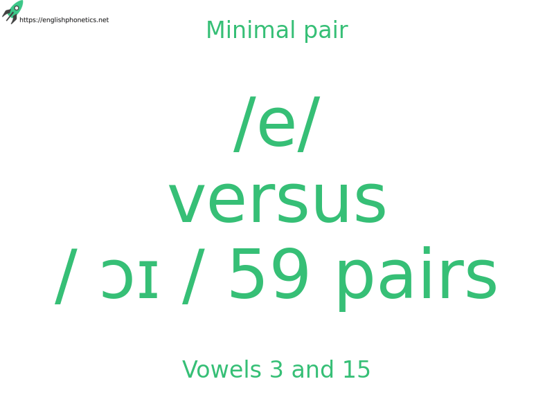 Minimal pair: Vowels 3 and 15, /e/ versus / ɔɪ / 59 pairs