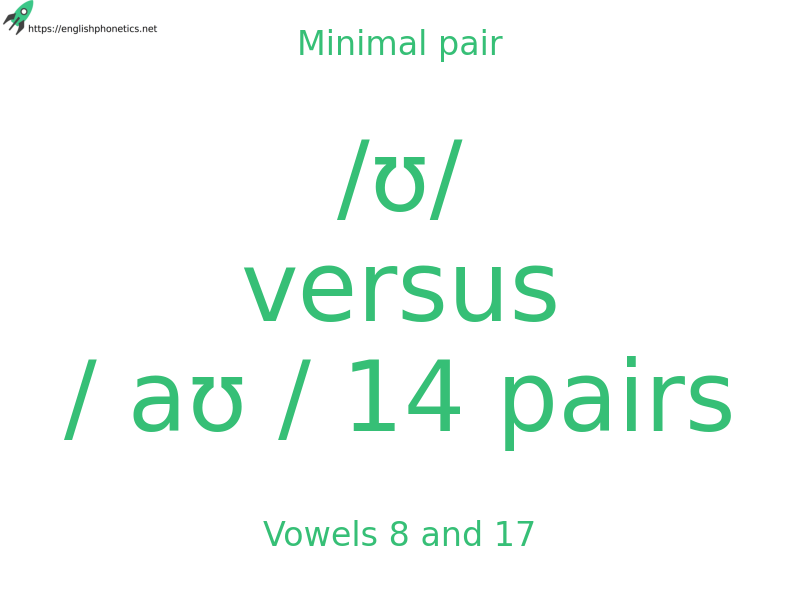 Minimal pair: Vowels 8 and 17, /ʊ/ versus / aʊ / 14 pairs