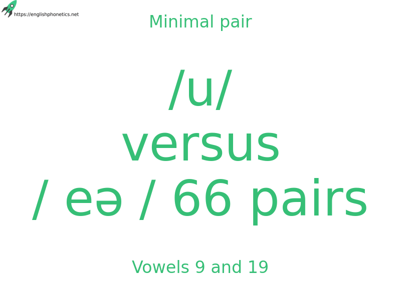 Minimal pair: Vowels 9 and 19, /u/ versus / eə / 66 pairs